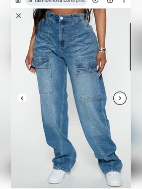 Fashion Nova Light Blue 90's Cargo Jeans
